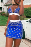 Pink Sexy Street Print Patchwork Swimwears