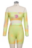 Blue Sexy Fashion Print Tie Dye Patchwork asymmetrical Straight Long Sleeve