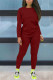 Red Fashion Casual adult Ma'am Solid Two Piece Suits Straight Long Sleeve Two Pieces
