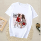 Cream White Casual Print Patchwork O Neck T-Shirts