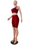 Blue Casual Sportswear Solid Vests U Neck Sleeveless Two Pieces