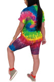 White Fashion Casual adult Ma'am Print Character Two Piece Suits Straight Short Sleeve Two Pieces