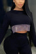 Black Sexy Solid Patchwork O Neck Tops