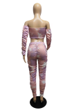 Colour Street Patchwork Tie-dye Bateau Neck Long Sleeve Two Pieces