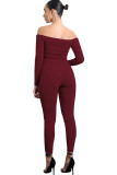 Light Gray Sexy Solid bandage Patchwork Long Sleeve V Neck Jumpsuits