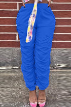 Blue Fashion Casual adult Ma'am Solid Plus Size