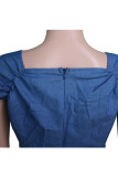 Light Blue Casual Backless Solid Chemical fiber blend Sleeveless V Neck 