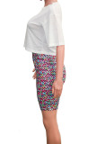Green Fashion Casual Print Two Piece Suits Straight Short Sleeve Two Pieces