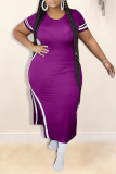Army Green Fashion Casual O Neck Patchwork Plus Size