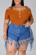 Dark Blue Fashion Casual Solid Tassel Plus Size Jeans