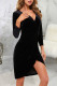 Black Sexy Solid Patchwork V Neck Dresses