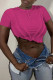 Rose Red Fashion Casual Solid Asymmetrical O Neck T-Shirts