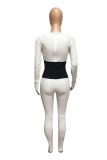 Red Street Patchwork Bandage Patchwork O Neck Skinny Jumpsuits