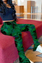 Army Green Green Orange Yellow purple Army Green Elastic Fly Mid camouflage Boot Cut Pants Bottoms