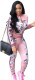 Pink Print Mid Waist Elastic Waist Two-piece suit