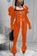 Orange Street Solid Bandage Square Collar Long Sleeve Two Pieces