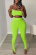 Green Fashion adult Street Patchwork Solid Two Piece Suits Skinny Sleeveless Two Pieces