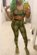 Yellow Fashion Sexy Printed Vest Trousers Set