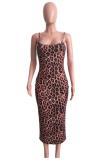 Blue Fashion adult Sexy Spaghetti Strap Sleeveless Slip Step Skirt Mid-Calf Print hollow out Le