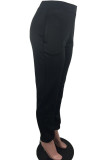 Black Elastic Fly Mid Solid Harlan pants Pants Bottoms