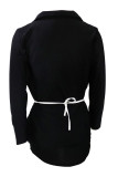 Black Sexy Solid Patchwork V Neck Shirt Dress Dresses