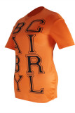 Orange Fashion Casual Plus Size Letter Print Basic O Neck T-shirt Dress