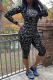 Black Casual Print Letter O Neck Long Sleeve Two Pieces