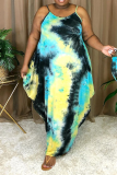 Pink Sexy Print Patchwork Spaghetti Strap Irregular Dress Plus Size Dresses