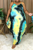 Black Sexy Print Patchwork Spaghetti Strap Irregular Dress Plus Size Dresses