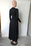 Orange Casual Solid Slit O Neck Irregular Dress Dresses