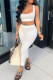 White Casual Sportswear Solid Backless Boat Neck Sleeveless Two Pieces