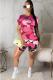 Pink Fashion Casual Slim fit Print Two Piece Suits Character Regular Short Sleeve Two-Piece Sh