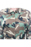 Camouflage Casual Print Long Sleeve Turndown Collar