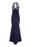 Red Fashion adult Sexy Spaghetti Strap Sleeveless Slip Slim Dress Floor-Length Patchwork Solid