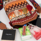 Light Brown Fashion Casual Patchwork Ethnic Print Tassel Design Crossbody Bag