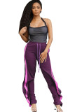 Black Elastic Fly Mid Solid Draped Loose Pants Pants