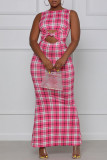 Colour Fashion Sexy Print Hollowed Out O Neck Vest Dress