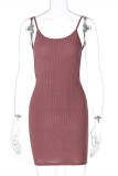 Brown Fashion Sexy Solid Backless O Neck Sleeveless Dress
