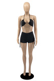 White Fashion Sexy Solid Backless Halter Sleeveless Two Pieces