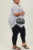 Black Milk Silk Fashion Active adult Ma'am Striped Two Piece Suits pencil Short Sleeve Two Pieces
