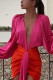 Red Sexy Solid Patchwork V Neck Pencil Skirt Dresses