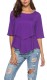 purple Casual Regular O-Neck Half Solid Patchwork Regular Tees & T-shirts