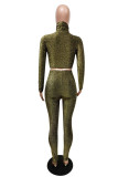 Royal Blue British Style Solid Patchwork Turtleneck Two Pieces