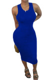 Red Fashion Solid Backless Asymmetrical O Neck Asymmetrical Dresses