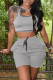 Grey Casual Sportswear Solid Vests U Neck Sleeveless Two Pieces