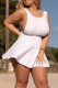 White Sexy Solid Patchwork O Neck Cake Skirt Plus Size Dresses