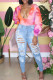 Light Blue Denim High Hole pencil Pants Bottoms