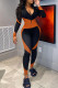 Orange OL Print Long Sleeve Two Pieces