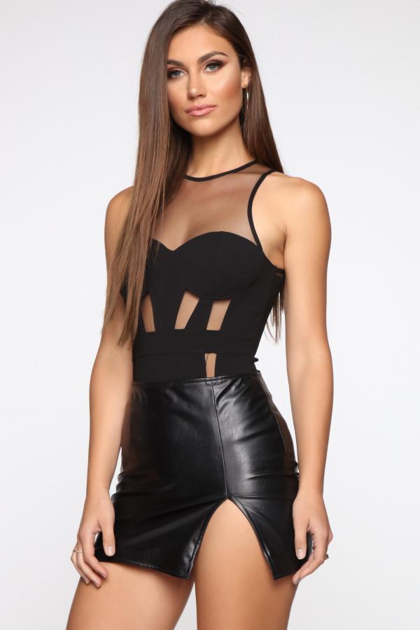 Black Sexy Fashion Hollow Mesh Patchwork perspective Sleeveless O Neck 