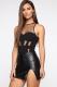 Black Sexy Fashion Hollow Mesh Patchwork perspective Sleeveless O Neck 